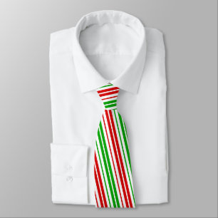 Cravate Motif à rayures blanches rouges et vertes  