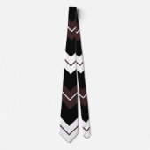 Cravate Motif à rayures chevron noir blanc marron (Devant)