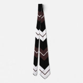 Cravate Motif à rayures chevron noir blanc marron (Dos)