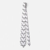 Cravate Motif à rayures chevron noir et blanc (Devant)