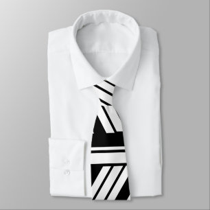Cravate Motif à rayures chevron noir et blanc