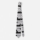 Cravate Motif à rayures chevron noir et blanc (Devant)