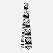 Cravate Motif à rayures chevron noir et blanc (Dos)