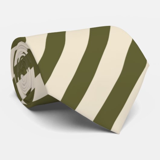 Cravate motif à rayures crème verte cool (Roulé)