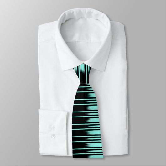 Cravate Motif à rayures élégant noir/turquoise (Attaché)