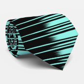 Cravate Motif à rayures élégant noir/turquoise (Roulé)