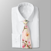Cravate Motif à rayures florales rose pâle (Attaché)