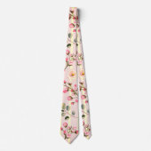 Cravate Motif à rayures florales rose pâle (Devant)