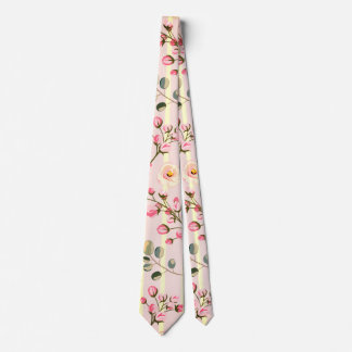 Cravate Motif à rayures florales rose pâle