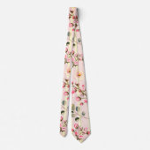 Cravate Motif à rayures florales rose pâle (Dos)