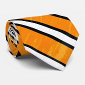 Cravate Motif à rayures orange, noir et blanc (Roulé)
