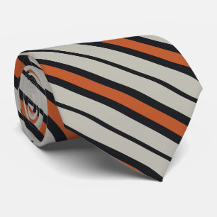 Cravate Motif à rayures rouges orange de la marine argenté