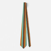 Cravate Motif à rayures vert, noir et orange (Devant)