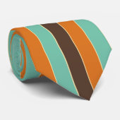 Cravate Motif à rayures vert, noir et orange (Roulé)