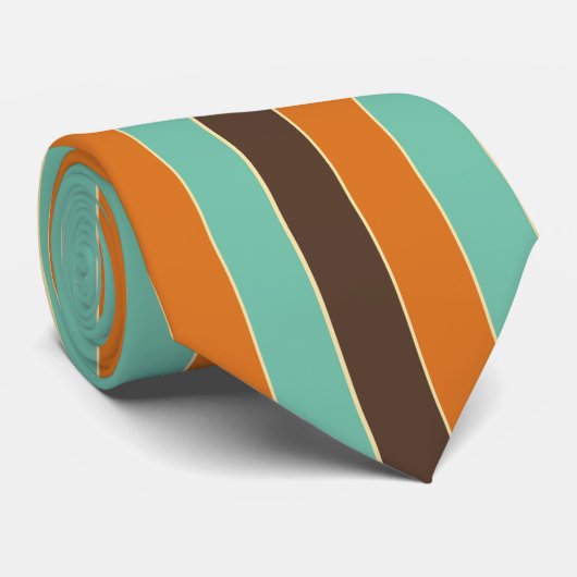 Cravate Motif à rayures vert, noir et orange (Roulé)