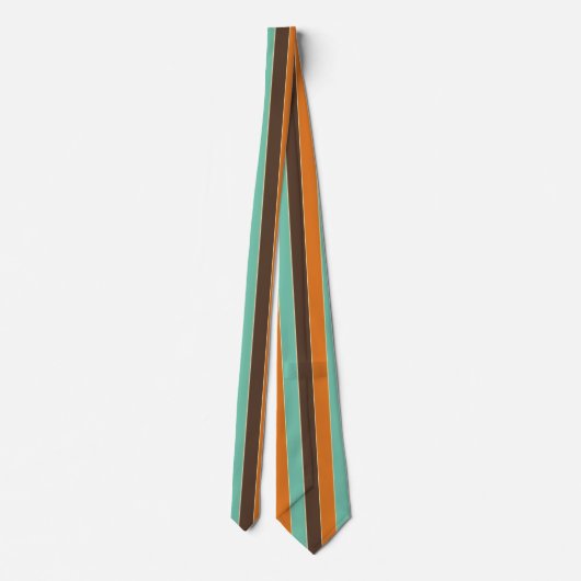 Cravate Motif à rayures vert, noir et orange (Dos)