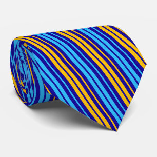 Cravate Motif à rayures verticales bleu jaune et marine