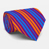 Cravate Motif à rayures verticales orange bleu violet (Roulé)