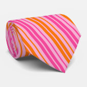Cravate Motif à rayures verticales rose et orange (Roulé)