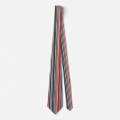 Cravate Motif à rayures verticales rouge noir gris (Devant)
