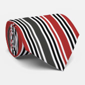 Cravate Motif à rayures verticales rouge noir gris (Roulé)