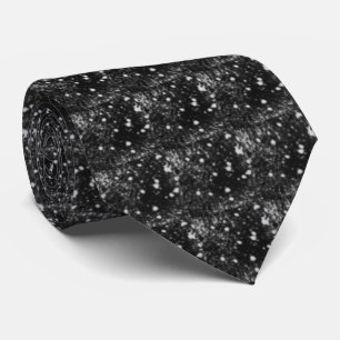 Cravate Motif à répétition de taches grises sur fond noir