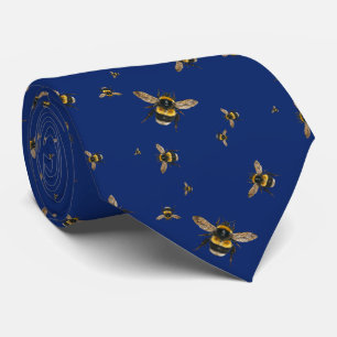Cravate Motif abeilles volantes bleu marine