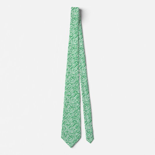 Cravate Motif Abstrait 110523 - Blanc sur Kelly Green (Devant)
