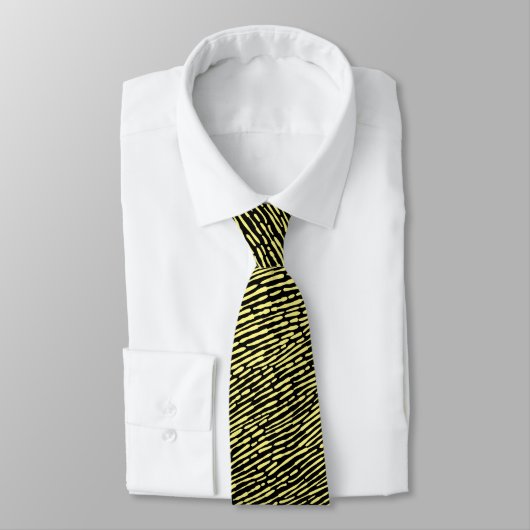 Cravate Motif Abstrait 140523 - Jaune clair et noir (Attaché)