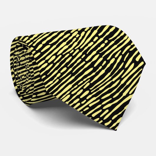 Cravate Motif Abstrait 140523 - Jaune clair et noir (Roulé)