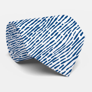 Cravate Motif Abstrait 140523 - Shibori bleu et blanc