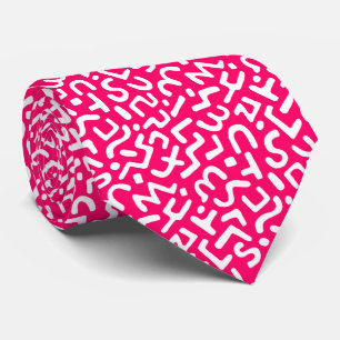 Cravate Motif Abstrait 170822 - Blanc sur Neon Red