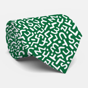 Cravate Motif abstrait 170822 - Blanc sur vert forêt