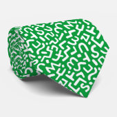 Cravate Motif Abstrait 170822 - Blanc sur vert herbe (Roulé)