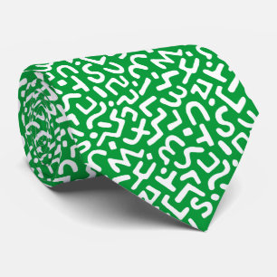 Cravate Motif Abstrait 170822 - Blanc sur vert herbe