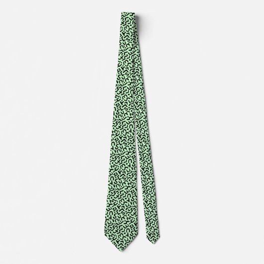 Cravate Motif Abstrait 170822 - Noir sur Ghost Green (Devant)