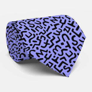 Cravate Motif Abstrait 170822 - Noir sur Pastel Blue