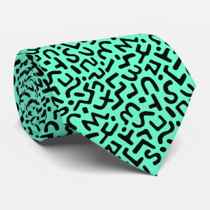 Cravate Motif Abstrait 170822 - Noir sur Turquoise