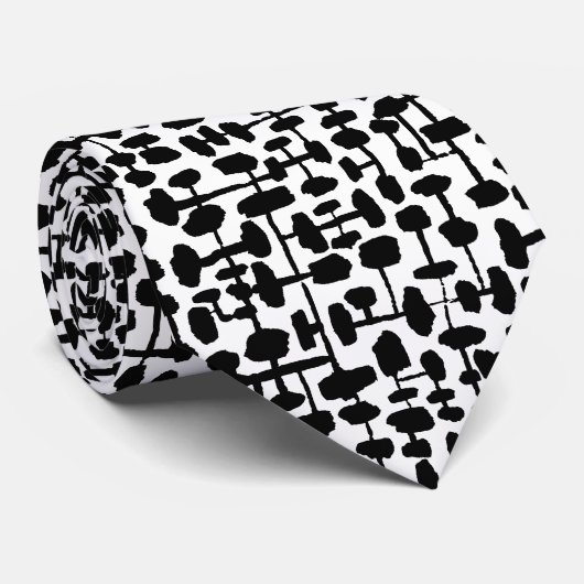 Cravate motif Abstrait 190621 noir sur blanc (Roulé)
