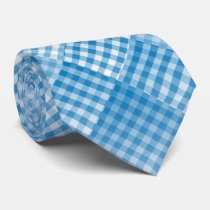 Cravate Motif abstrait à carreaux bleus et blancs