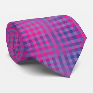 Cravate Motif Abstrait à Carreaux Rose Violet