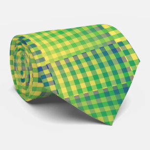 Cravate Motif abstrait à carreaux verts et bleus