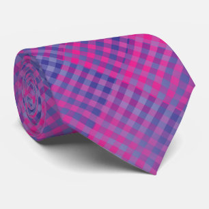 Cravate Motif Abstrait à Damier Rose Violet