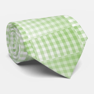 Cravate Motif Abstrait à Damier Vert et Blanc