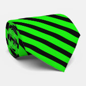 Cravate Motif Abstrait Black Green Stripes (Roulé)