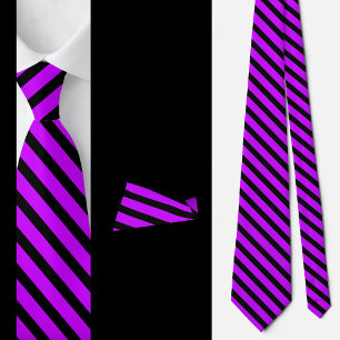 Cravate Motif Abstrait Black Purple Stripes