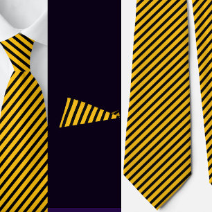 Cravate Motif Abstrait Black Yellow Stripes