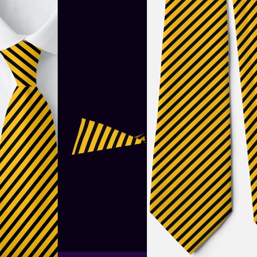 Cravate Motif Abstrait Black Yellow Stripes