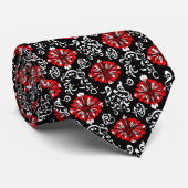 Cravate Motif Abstrait blanc rouge (Roulé)
