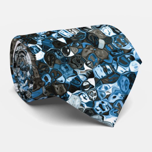 Cravate Motif abstrait bleu et marron (Roulé)